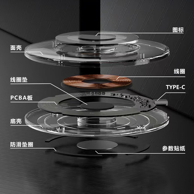 15W Table Sticker Wireless Charging with Light,wireless charging coils,wireless charging lamp,wireless charging module,Suitable for living room and bedroom