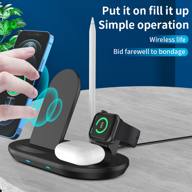 5-in-1 Wireless Charging Stand,wireless charging pad,wireless charging stand, wireless charging table, with Four Wireless Charging Features with Small Night Lights
