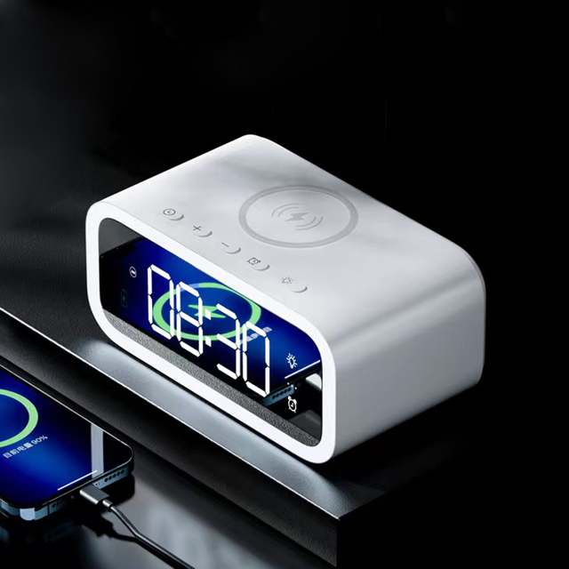 Wireless Charger with Night Light Small Alarm Clock, wireless charging station,wireless charging pad,wireless charging stand,for Mobile Phone